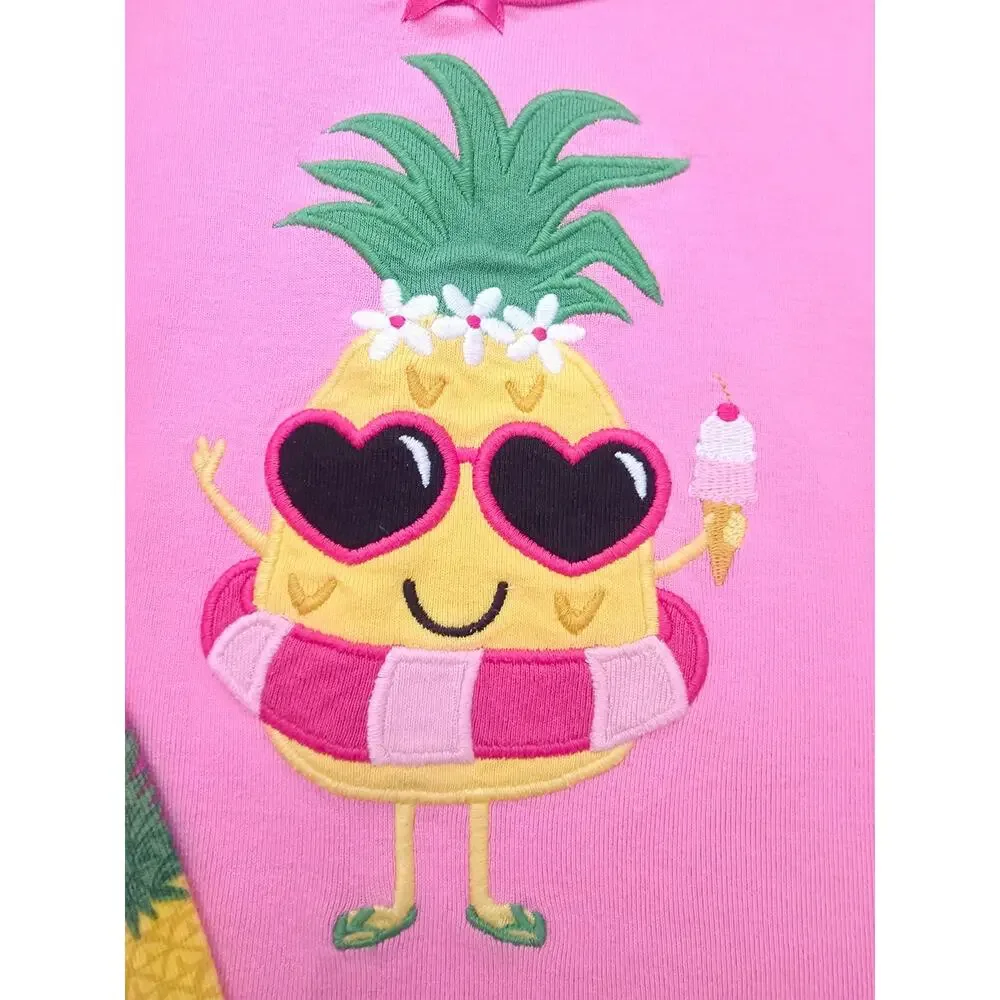 Gymboree Girls Size 12 Pineapple Pajamas Set Pink Shorts Gymmies